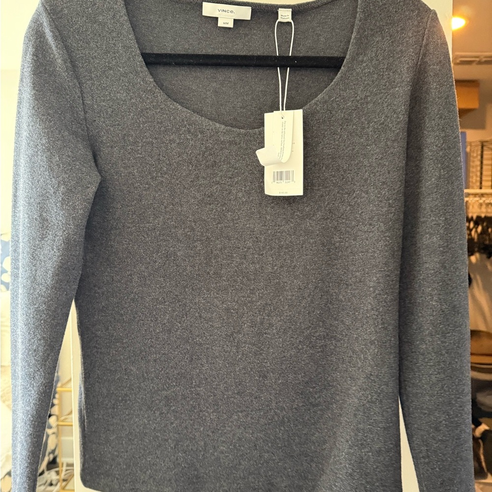 Vince Women's Charcoal Scoop Neck Sweater